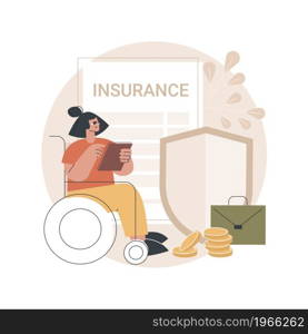 Disability insurance abstract concept vector illustration. Disability income insurance, wheelchair in hospital, broken leg, invalid, businessman with limited opportunities abstract metaphor.. Disability insurance abstract concept vector illustration.