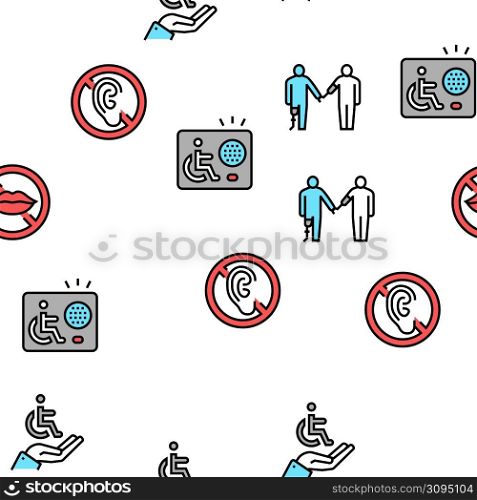 Disability Technology Vector Seamless Pattern Thin Line Illustration. Disability Technology Vector Seamless Pattern