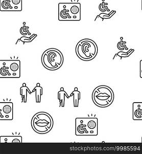 Disability Technology Vector Seamless Pattern Thin Line Illustration. Disability Technology Vector Seamless Pattern