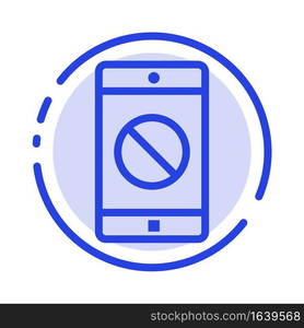 Disabled Application, Disabled Mobile, Mobile Blue Dotted Line Line Icon