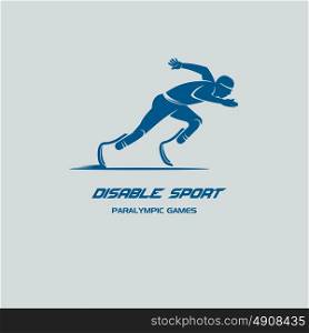 Disabled athlete. Paralympic games. Monochrome vector logo.