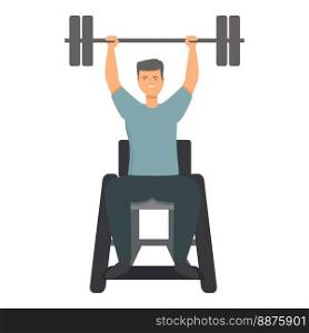 Disabled barbell sport icon cartoon vector. Physical exercise. Person disable. Disabled barbell sport icon cartoon vector. Physical exercise