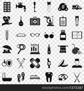 Disabled care icons set. Simple style of 36 disabled care vector icons for web for any design. Disabled care icons set, simple style