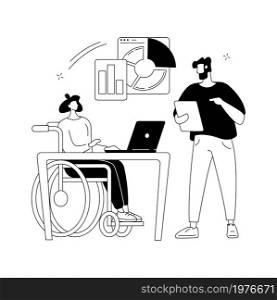 Disabled employment abstract concept vector illustration. Person with disability job, hiring disabled people, company employment policy, inclusivity program, diversity support abstract metaphor.. Disabled employment abstract concept vector illustration.