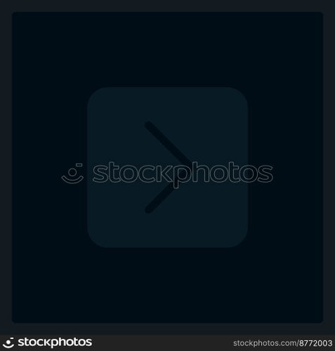Disabled forward button UI element template. Editable isolated vector dashboard component. Flat user interface. Visual data presentation. Web design widget for mobile application with dark theme. Disabled forward button UI element template