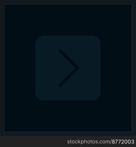 Disabled forward button UI element template. Editable isolated vector dashboard component. Flat user interface. Visual data presentation. Web design widget for mobile application with dark theme. Disabled forward button UI element template