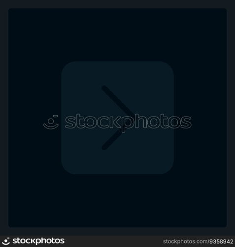 Disabled forward button UI element template. Editable isolated vector dashboard component. Flat user interface. Visual data presentation. Web design widget for mobile application with dark theme. Disabled forward button UI element template