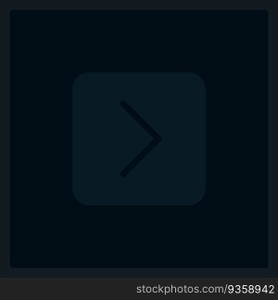 Disabled forward button UI element template. Editable isolated vector dashboard component. Flat user interface. Visual data presentation. Web design widget for mobile application with dark theme. Disabled forward button UI element template