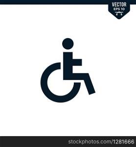 Disabled Handicap icon collection in glyph style, solid color vector