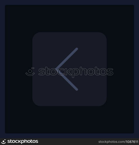 Disabled left arrow button UI element template. Editable isolated vector dashboard component. Flat user interface. Visual data presentation. Web design widget for mobile application with dark theme. Disabled left arrow button UI element template