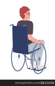 Disabled man semi flat color vector character. Editable figure. Full body person on white. Pensive personality simple cartoon style illustration for web graphic design and animation. Disabled man semi flat color vector character