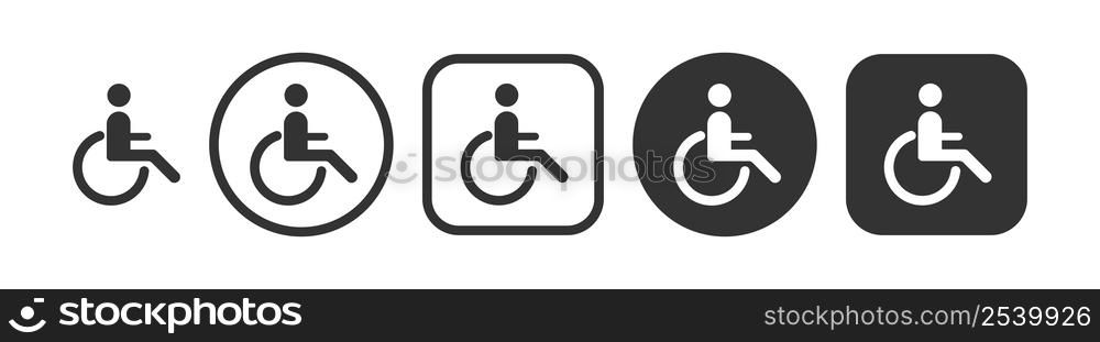 Disabled person icon. Man in a wheelchair illustration symbol. Sign parking vector.