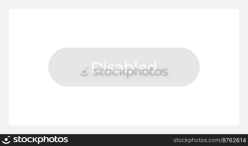 Disabled register button UI element template. Editable isolated vector dashboard component. Flat user interface. Visual data presentation. Web design widget for mobile application with light theme. Disabled register button UI element template