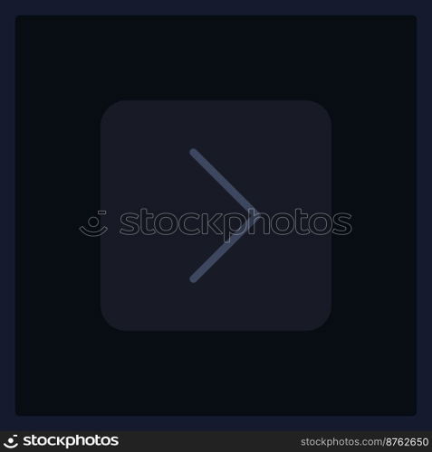 Disabled right arrow button UI element template. Editable isolated vector dashboard component. Flat user interface. Visual data presentation. Web design widget for mobile application with dark theme. Disabled right arrow button UI element template