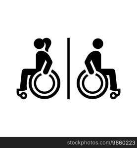 Disabled toilet sign, wc icon in simple style, vector pictogram. Disabled toilet sign, wc icon in simple style