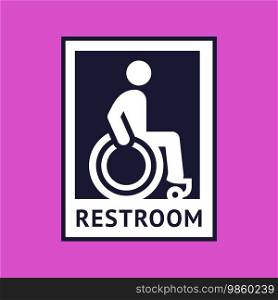 Disabled toilet sign, wc icon in simple style, vector pictogram. Disabled toilet sign, wc icon in simple style