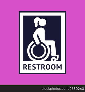 Disabled toilet sign, wc icon in simple style, vector pictogram. Disabled toilet sign, wc icon in simple style