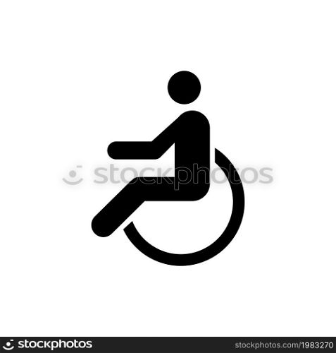 Disabled, Wheelchair Handicap, Cripple. Flat Vector Icon illustration. Simple black symbol on white background. Disabled Wheelchair Handicap Cripple sign design template for web and mobile UI element. Disabled, Wheelchair Handicap, Cripple. Flat Vector Icon illustration. Simple black symbol on white background. Disabled Wheelchair Handicap Cripple sign design template for web and mobile UI element.