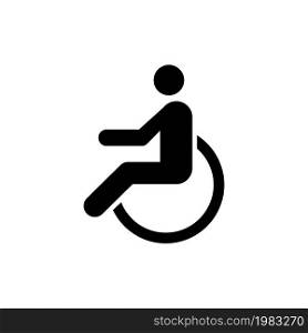 Disabled, Wheelchair Handicap, Cripple. Flat Vector Icon illustration. Simple black symbol on white background. Disabled Wheelchair Handicap Cripple sign design template for web and mobile UI element. Disabled, Wheelchair Handicap, Cripple. Flat Vector Icon illustration. Simple black symbol on white background. Disabled Wheelchair Handicap Cripple sign design template for web and mobile UI element.
