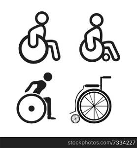 disabled wheelchair icon set