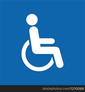 disabled wheelchair icon white blue background vector illustration