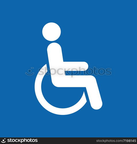 disabled wheelchair icon white blue background vector illustration