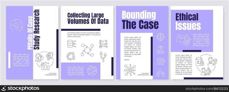 Disadvantages of case study research purple brochure template. Leaflet design with linear icons. Editable 4 vector layouts for presentation, annual reports. Anton, Lato-Regular fonts used. Disadvantages of case study research purple brochure template