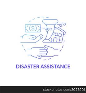 Disaster assistant guaranty concept icon. Entrepreneur insurance program. Small business crisis protection abstract idea thin line illustration. Vector isolated outline color drawing. Disaster assistant guaranty concept icon