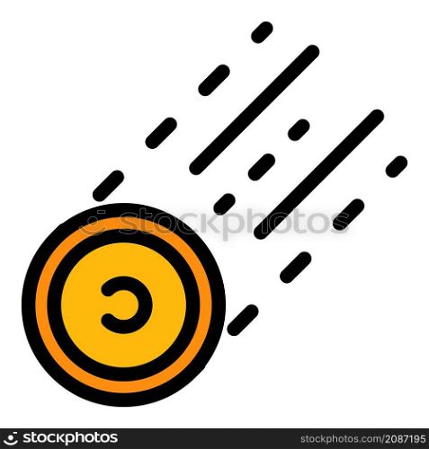 Disaster asteroid icon. Outline disaster asteroid vector icon color flat isolated. Disaster asteroid icon color outline vector