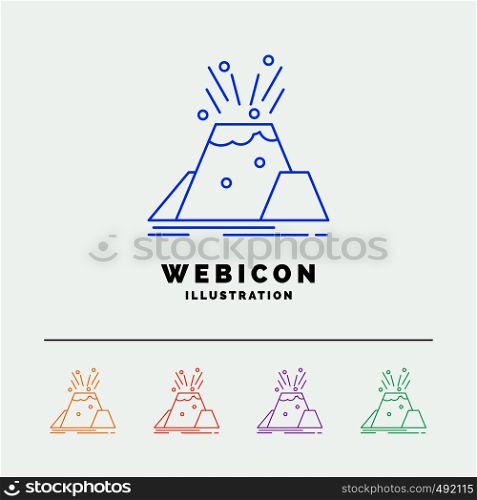disaster, eruption, volcano, alert, safety 5 Color Line Web Icon Template isolated on white. Vector illustration. Vector EPS10 Abstract Template background