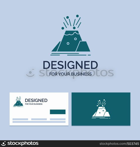 disaster, eruption, volcano, alert, safety Business Logo Glyph Icon Symbol for your business. Turquoise Business Cards with Brand logo template.. Vector EPS10 Abstract Template background