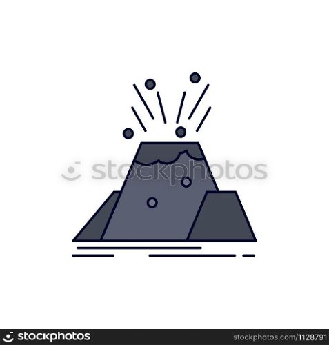 disaster, eruption, volcano, alert, safety Flat Color Icon Vector
