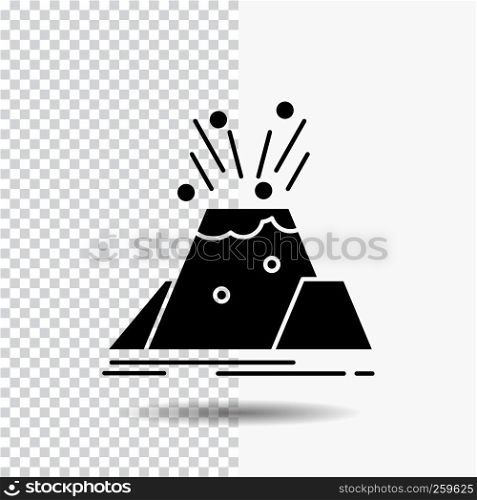 disaster, eruption, volcano, alert, safety Glyph Icon on Transparent Background. Black Icon