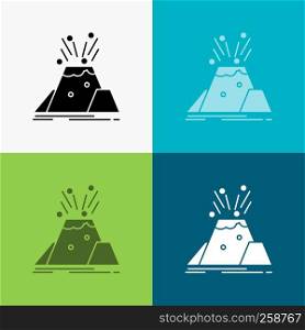 disaster, eruption, volcano, alert, safety Icon Over Various Background. glyph style design, designed for web and app. Eps 10 vector illustration