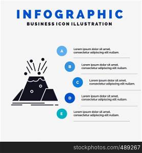disaster, eruption, volcano, alert, safety Infographics Template for Website and Presentation. GLyph Gray icon with Blue infographic style vector illustration.. Vector EPS10 Abstract Template background