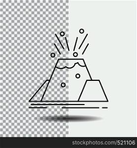 disaster, eruption, volcano, alert, safety Line Icon on Transparent Background. Black Icon Vector Illustration. Vector EPS10 Abstract Template background
