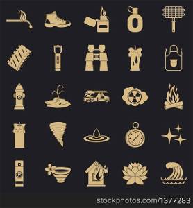 Disaster icons set. Simple set of 25 disaster vector icons for web for any design. Disaster icons set, simple style