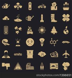 Disaster icons set. Simple style of 36 disaster vector icons for web for any design. Disaster icons set, simple style
