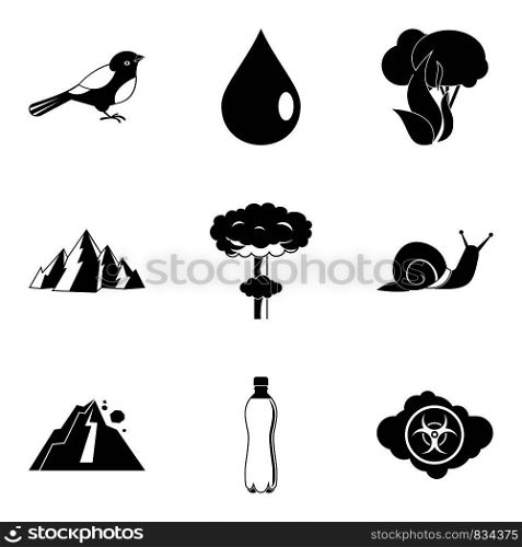 Disaster in nature icon set. Simple set of 9 disaster in nature vector icons for web design isolated on white background. Disaster in nature icon set, simple style