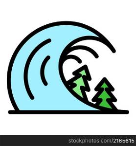 Disaster tsunami icon. Outline disaster tsunami vector icon color flat isolated. Disaster tsunami icon color outline vector