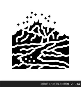 disaster volcano eruption glyph icon vector. disaster volcano eruption sign. isolated symbol illustration. disaster volcano eruption glyph icon vector illustration