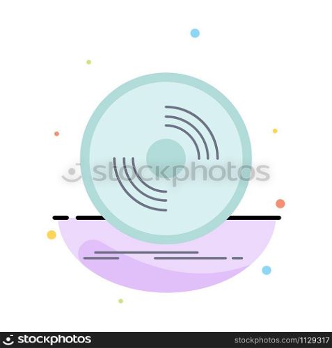 Disc, dj, phonograph, record, vinyl Flat Color Icon Vector