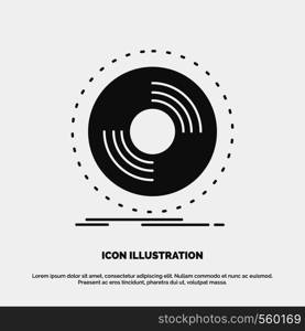 Disc, dj, phonograph, record, vinyl Icon. glyph vector gray symbol for UI and UX, website or mobile application. Vector EPS10 Abstract Template background