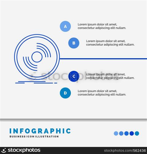 Disc, dj, phonograph, record, vinyl Infographics Template for Website and Presentation. Line Blue icon infographic style vector illustration. Vector EPS10 Abstract Template background