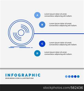 Disc, dj, phonograph, record, vinyl Infographics Template for Website and Presentation. Line Blue icon infographic style vector illustration. Vector EPS10 Abstract Template background