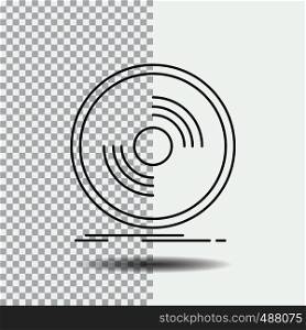 Disc, dj, phonograph, record, vinyl Line Icon on Transparent Background. Black Icon Vector Illustration. Vector EPS10 Abstract Template background