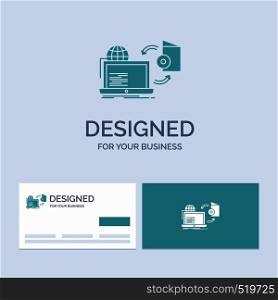 Disc, online, game, publish, publishing Business Logo Glyph Icon Symbol for your business. Turquoise Business Cards with Brand logo template.. Vector EPS10 Abstract Template background