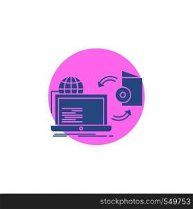 Disc, online, game, publish, publishing Glyph Icon.. Vector EPS10 Abstract Template background