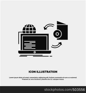 Disc, online, game, publish, publishing Icon. glyph vector gray symbol for UI and UX, website or mobile application. Vector EPS10 Abstract Template background