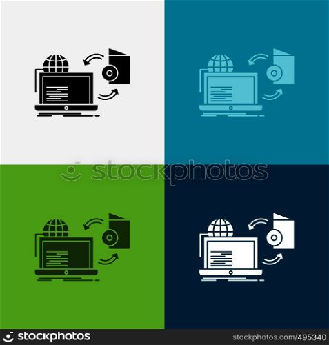 Disc, online, game, publish, publishing Icon Over Various Background. glyph style design, designed for web and app. Eps 10 vector illustration. Vector EPS10 Abstract Template background